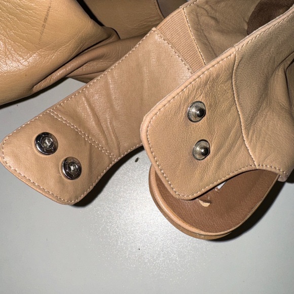 Steve Madden Nonstp Open Toe Leather Heel Shooties Tan Beige Womens Size 10 - Picture 6 of 12